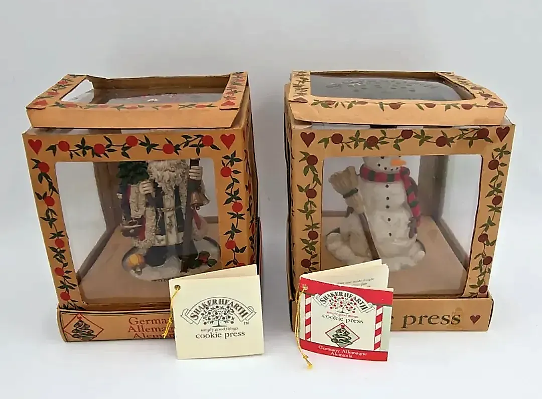 Vintage 1997/1999 Shaker Hearth Cookie Press Lot of 2 Germany Santa & Snowman — detail