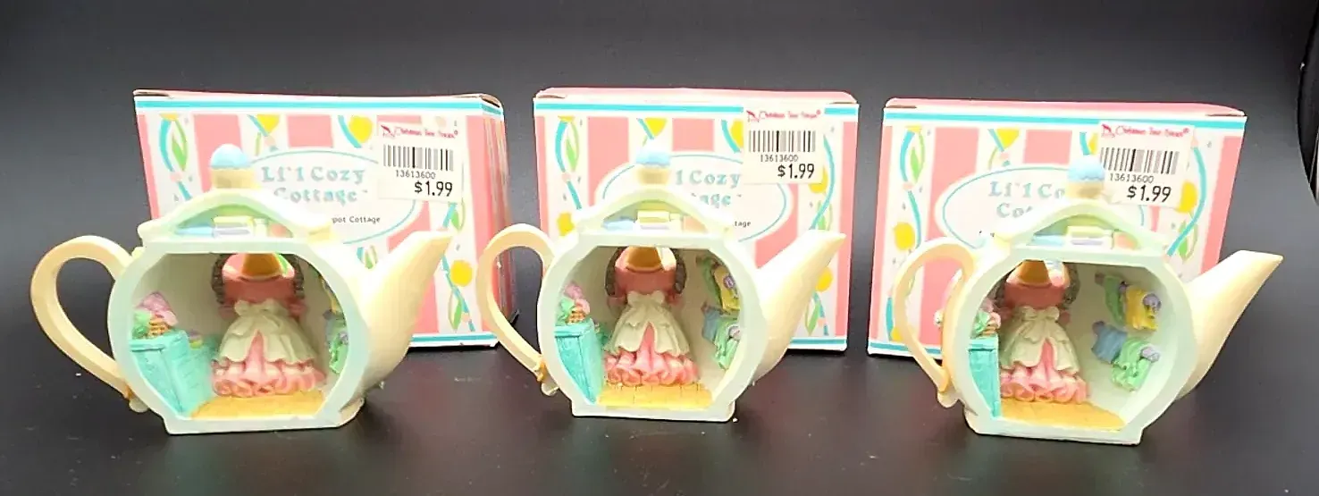 Set of 3 Li'l Cozy Cottage Bunny Teapot Cottages – Original Boxes