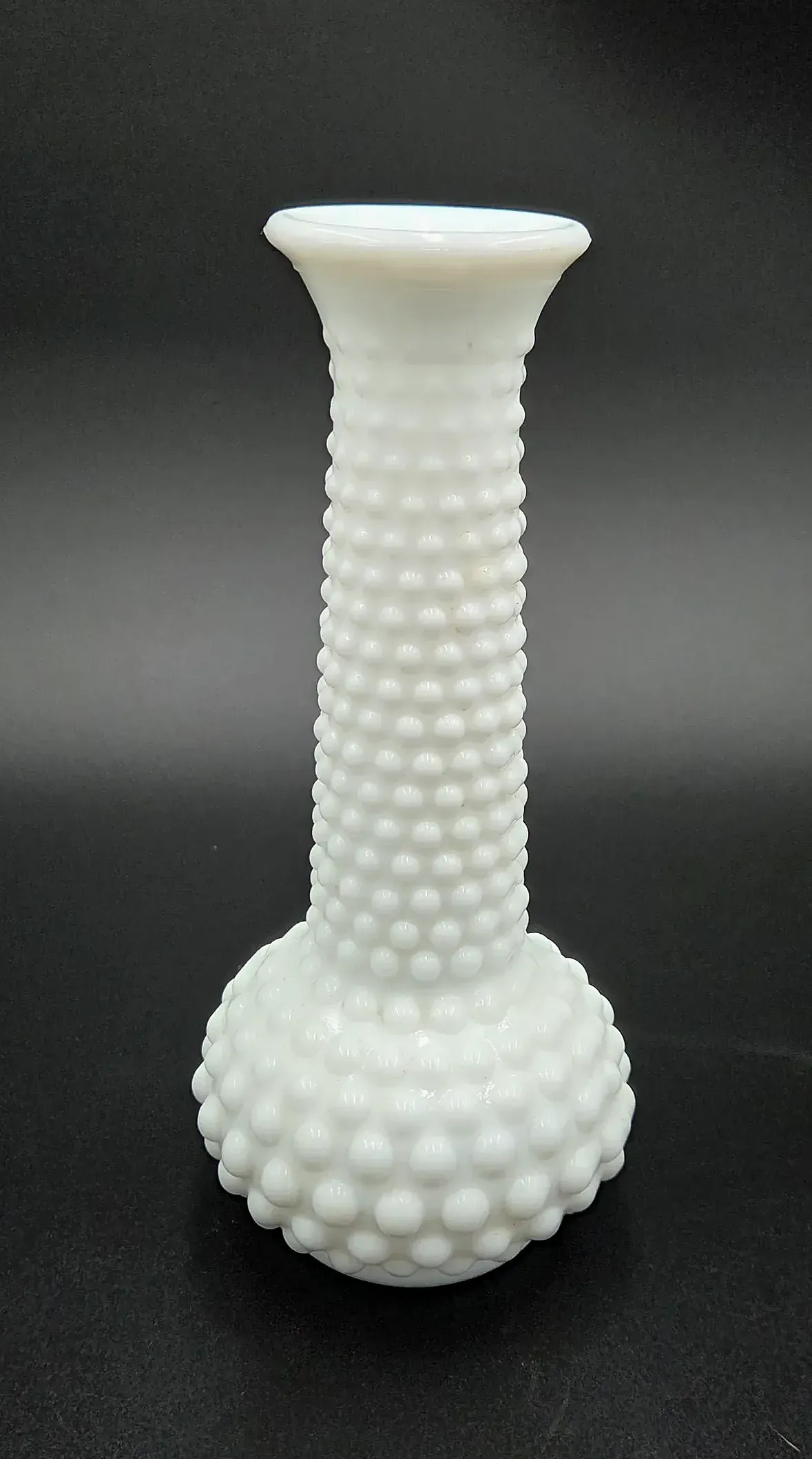 Vintage E.O. Brody Milk Glass Hobnail Bud Vase – M-2000 – USA