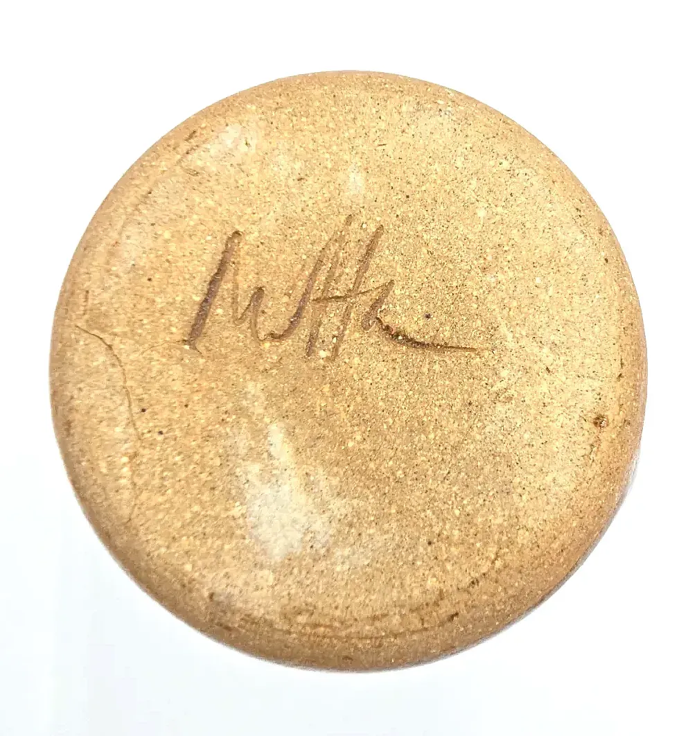 Signed Vintage Studio Art Pottery Drip Glaze Stoneware Bud Vas — maker's mark