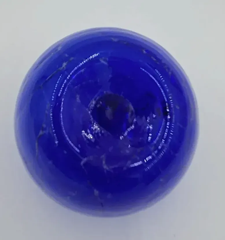 Vintage Hand Blown Cobalt Blue Crackle Glass Apple Paperweight Art Glass Decor