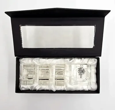 Oleg Cassini Crystal Napkin Ring Set of 4 Clear Square Faceted  Box
