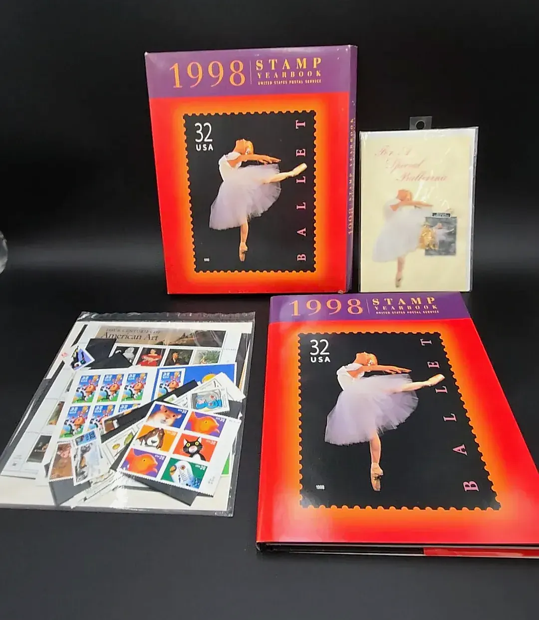 USPS 1998 Commemorative Stamp Yearbook Complete Sealed Stamp Packet + Special Ballerina card set sealedSet