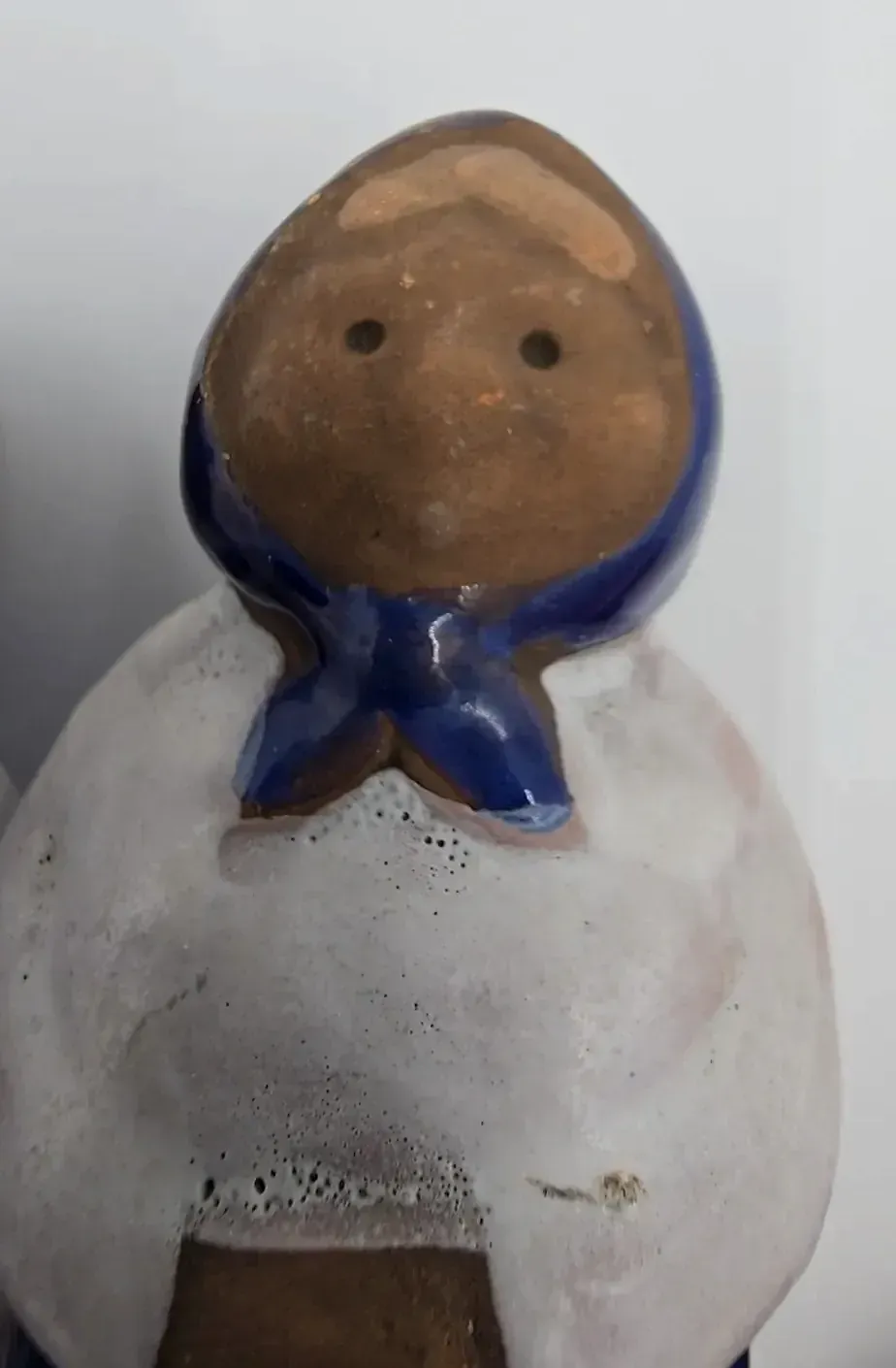 Vtg Scandinavian Folk Art Clay Sailor Figurines Pair Signed B.O. Cobalt Blue — underside