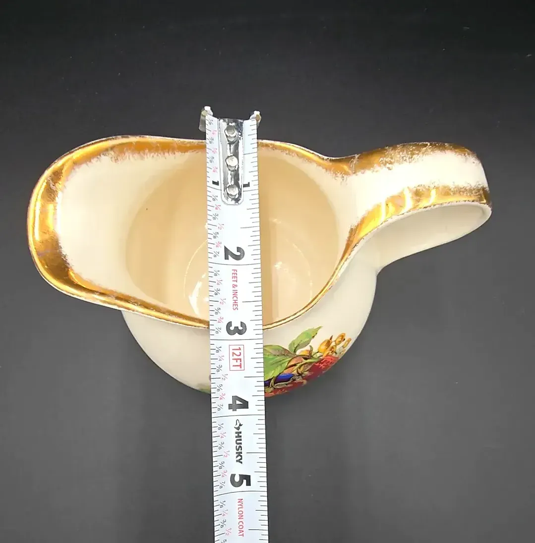 Royal Staffordshire Clarice Cliff England Fruit Creamer Pitcher Gold Trim Vintage