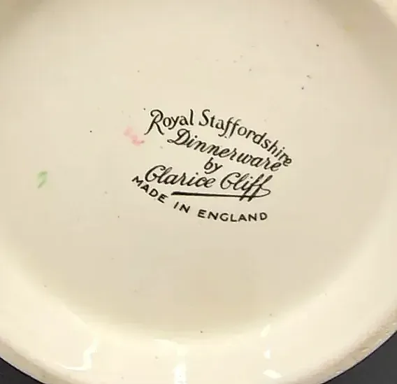 Royal Staffordshire Clarice Cliff England Fruit Creamer Pitcher Gold Trim Vintage