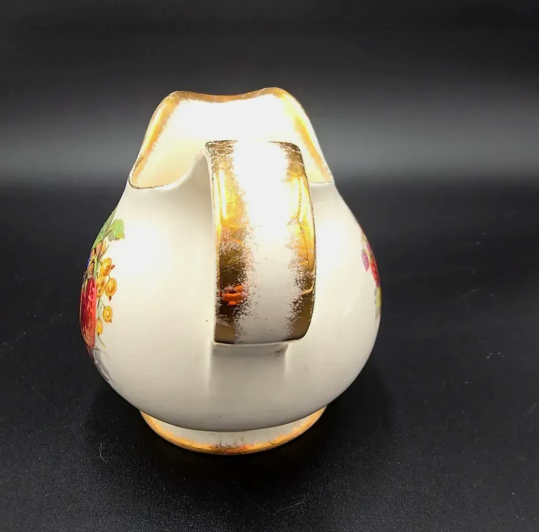 Royal Staffordshire Clarice Cliff England Fruit Creamer Pitcher Gold Trim Vintage