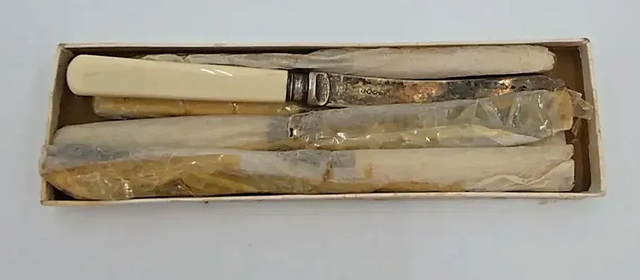 Vintage EPNS Silver Plated Butter Knives Set 6 Original Box England
