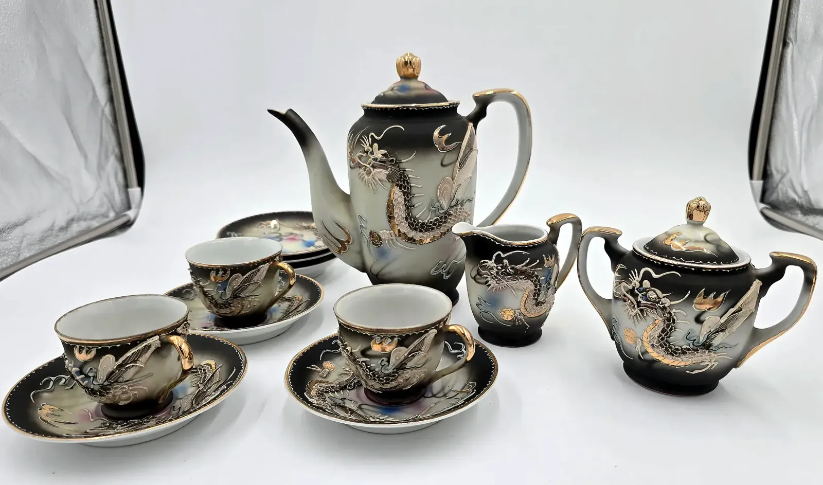 Vtg Fairyland China Japan Moriage Dragonware Tea Set Teapot