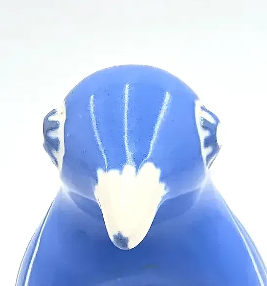 Vintage Pablo Zabal Chile Pottery Penguin Figurine Blue White Sgraffito Folk Art — side view