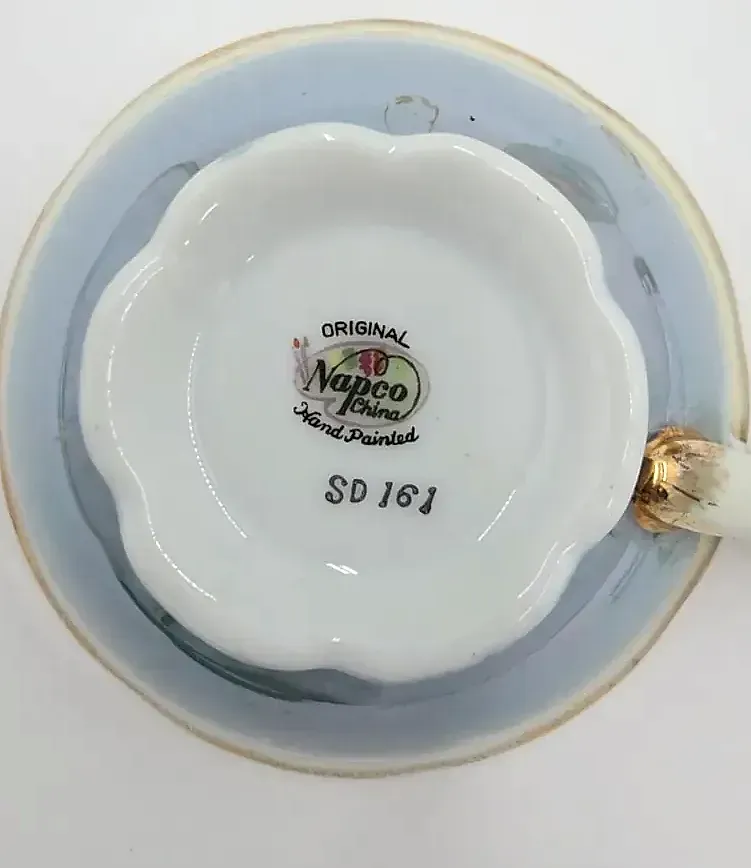 Vintage Napco China Hand Painted Fruit Cup & Saucer SD161 Japan Gold Trim