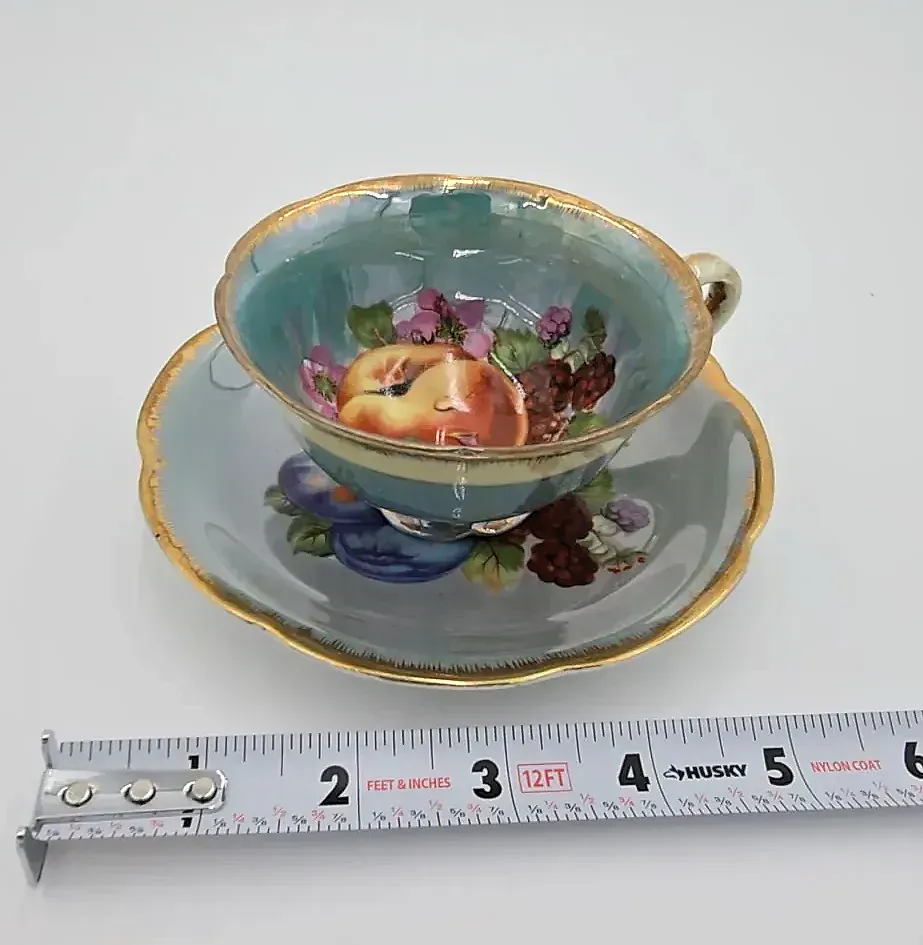 Vintage Napco China Hand Painted Fruit Cup & Saucer SD161 Japan Gold Trim