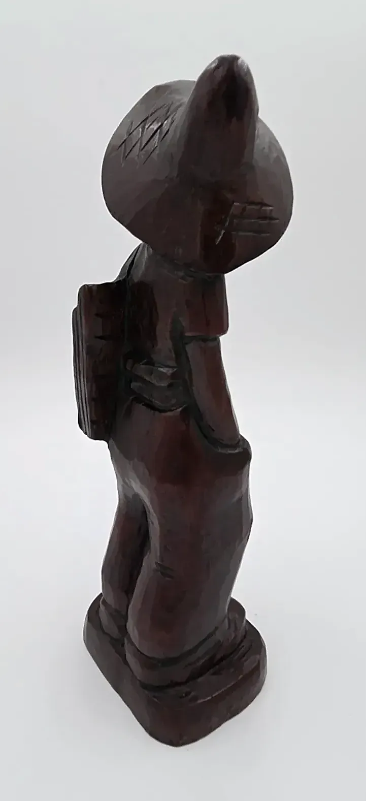 Vintage Hand Carved Wooden Boy Statue Newsboy Farmer Folk Art Figurine — maker's mark