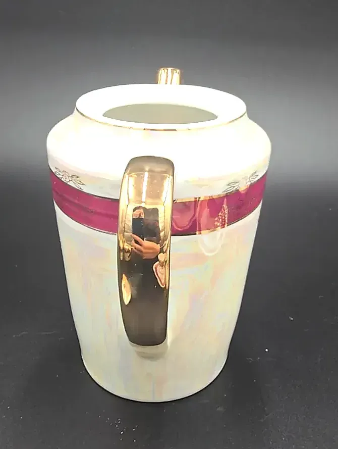 Vintage Jay's Japan 15 Pc Coffee Tea Set Burgundy Gold Porcelain w/ Box