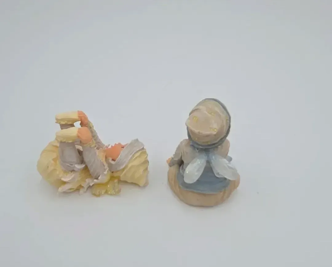 Vintage Baby Angel Fairy Figurines Set of 2 Cherub Shelf Sitters