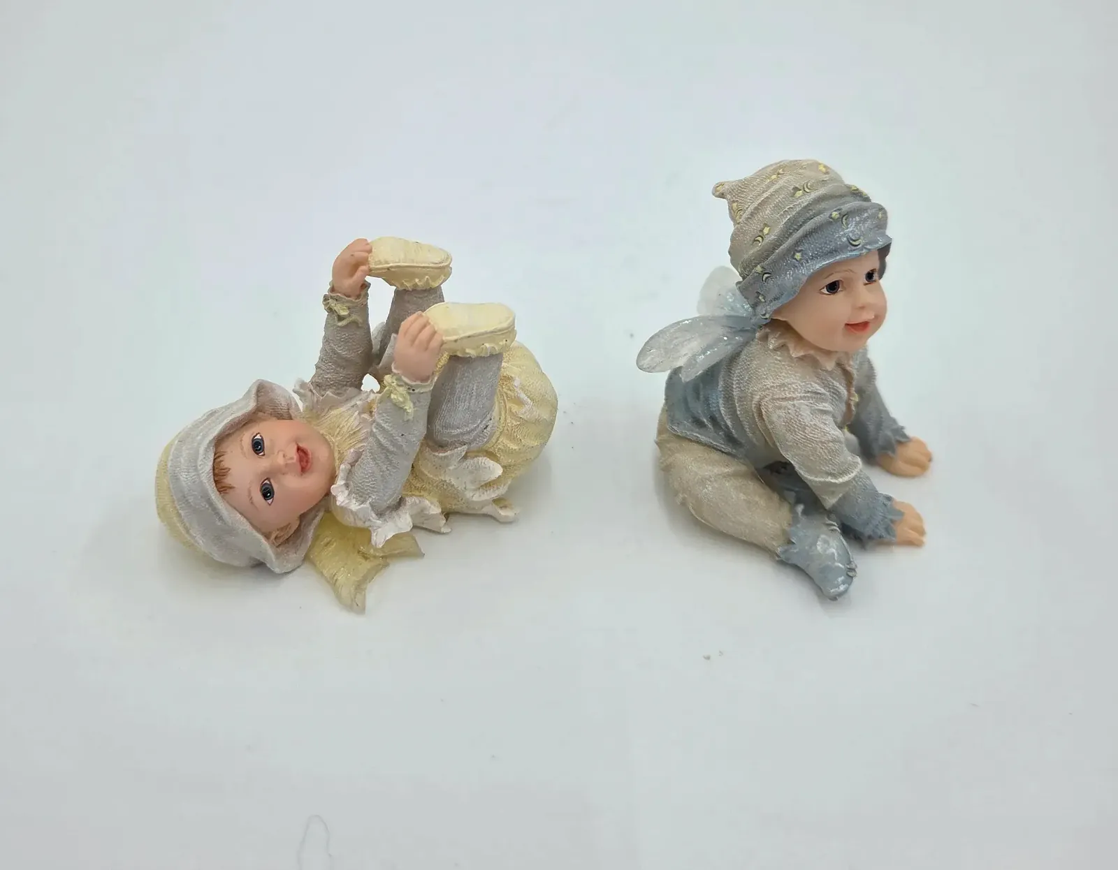 Vintage Baby Angel Fairy Figurines Set of 2 Cherub Shelf Sitters