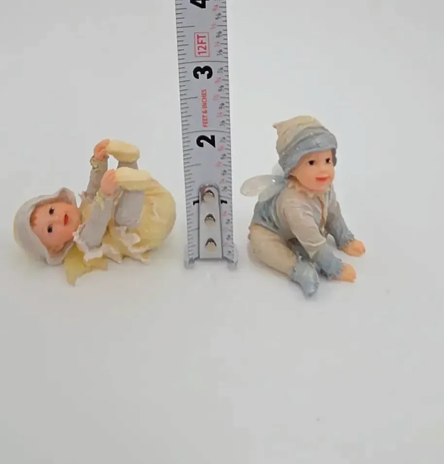 Vintage Baby Angel Fairy Figurines Set of 2 Cherub Shelf Sitters