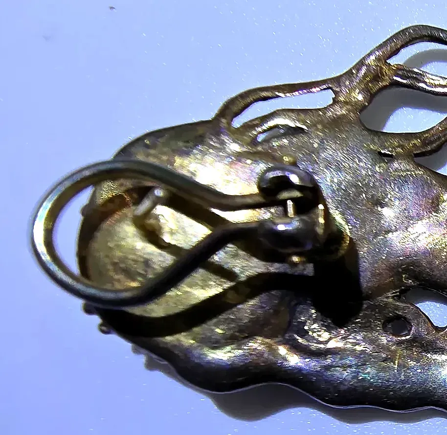 VTG Mid Century Brutalist Sterling Silver Jellyfish Brooch Studio Artisan Signed — underside