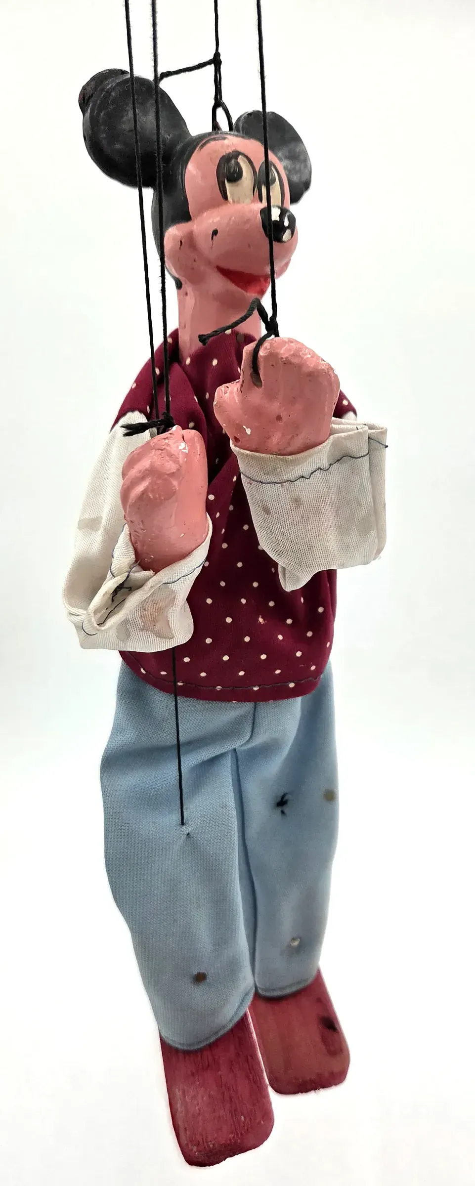 Vintage Disney Mickey Mouse Wooden Marionette String Puppet Red Shoe Variety