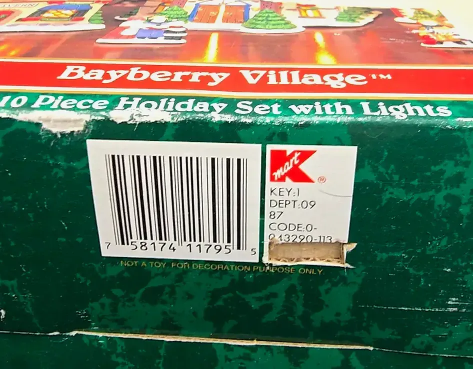 Bayberry Village 10 Piece Holiday Village Set w/ Lights Complete in Box Kmart Christmas