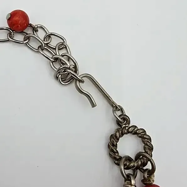 Red Sponge Coral Mixed Bead Double Strand Chunky Statement Necklace — detail