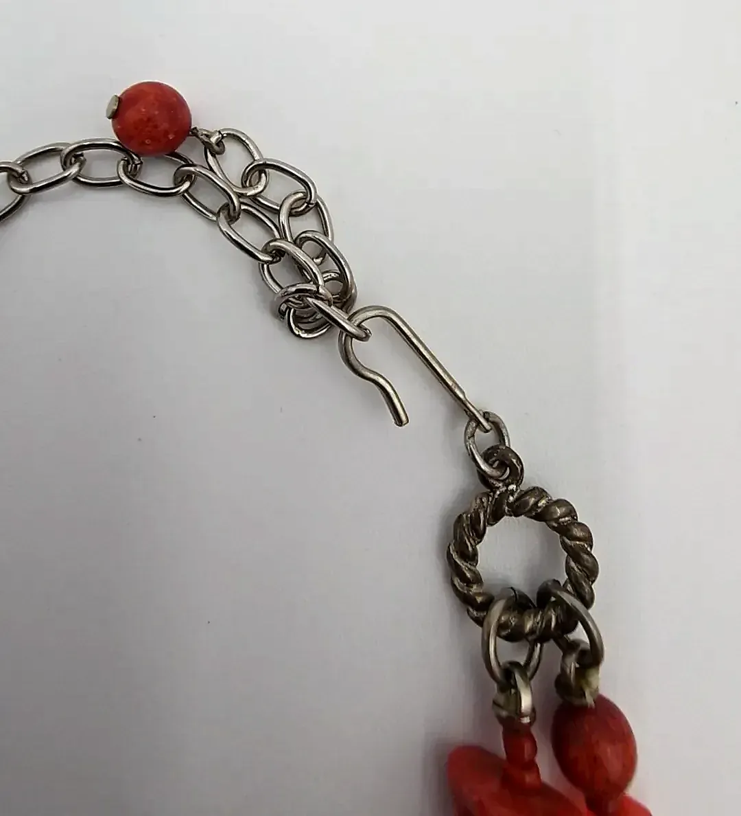 Red Sponge Coral Mixed Bead Double Strand Chunky Statement Necklace — maker's mark