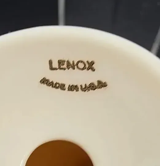 VTG Lenox  24K Gold Porcelain 5 Pc Lot Leaf Dish Vase Salt Pepper Ashtray — maker's mark