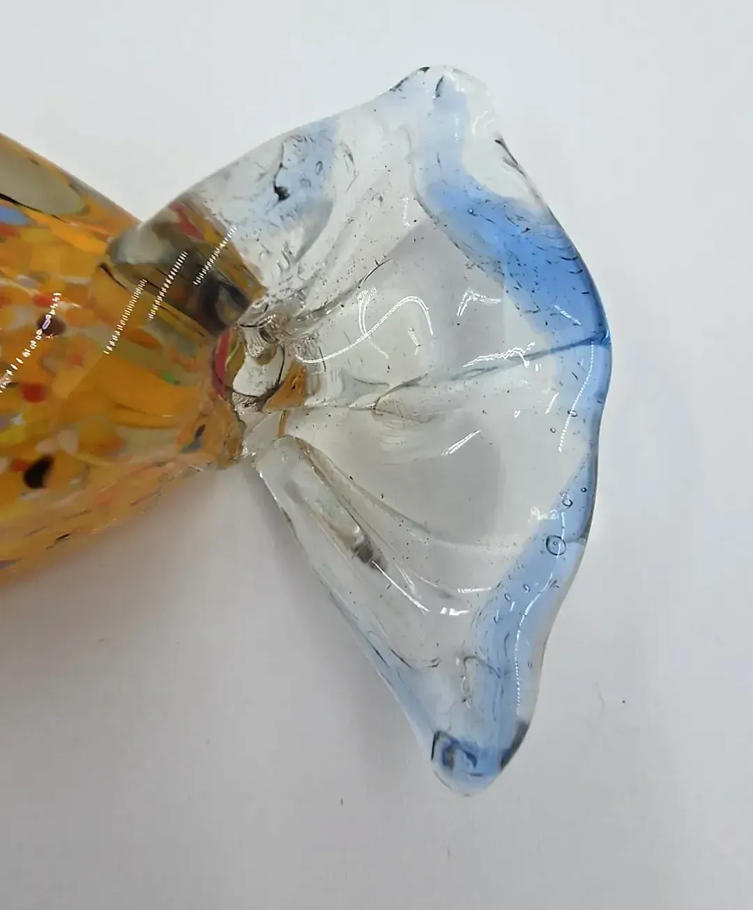 Vintage Blown Art Glass Candy Figurine Yellow Confetti Splatter Sweets — detail