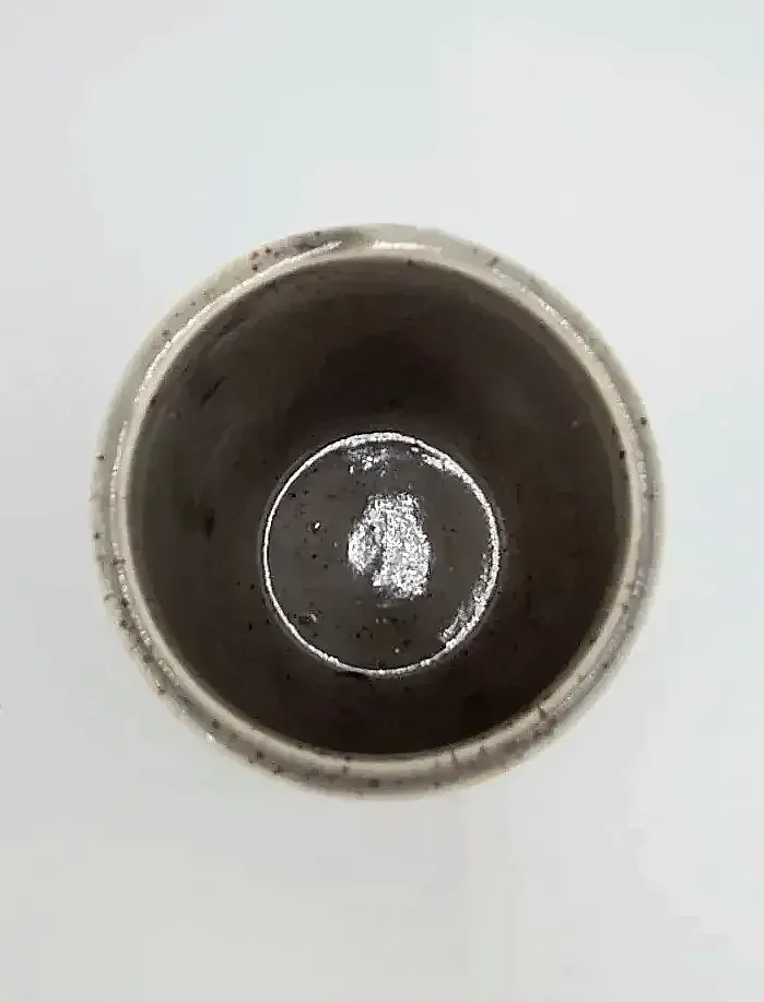 Vintage Japanese Art Pottery Stoneware Tumbler Cup Black Gray Chevron Made in Japan