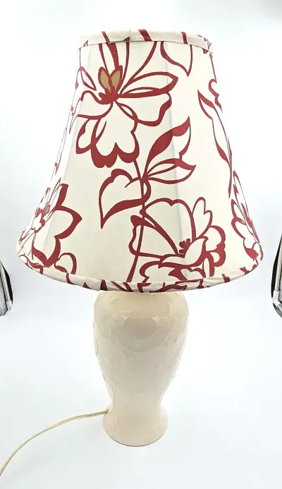 Vintage Laura Ashley Table Lamp with Red Floral Shade – Made in the U.K.