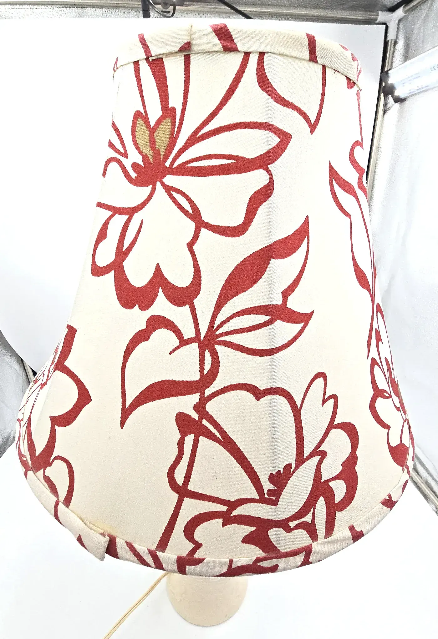 Vintage Laura Ashley Table Lamp with Red Floral Shade – Made in the U.K. — underside