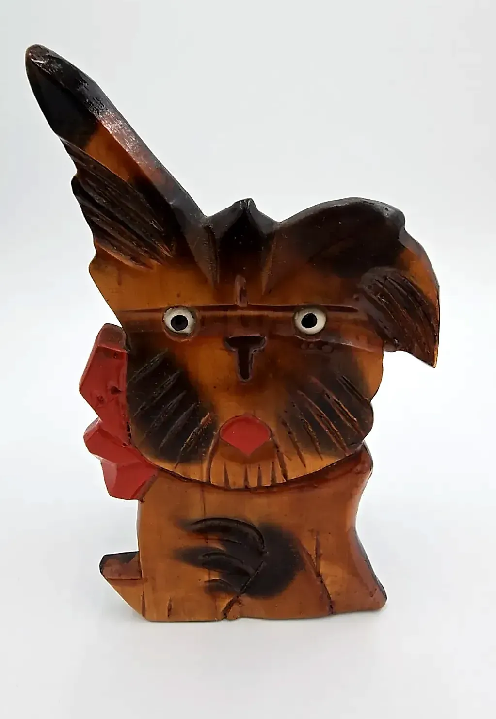 Vintage Wood Carved Dog Desk Organizer Pen Holder Wall Hanging Country Folk Art — detail