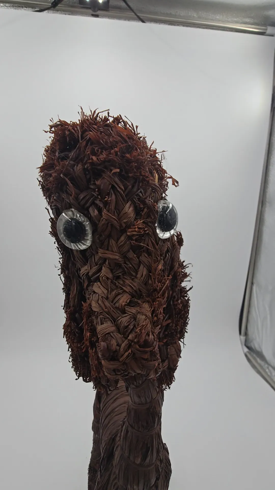 Vintage Handmade Woven Raffia Poodle Dog Folk Art Figure Natural Fiber Sculpture
