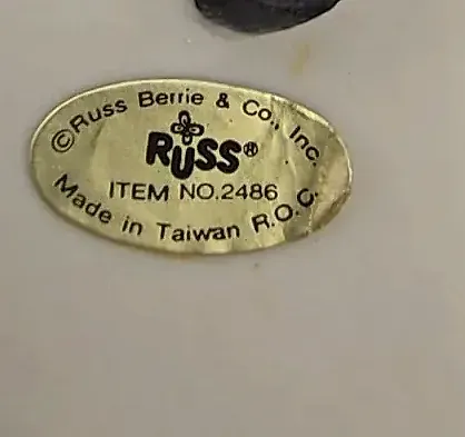 Russ Berrie Co. Blue White Delft Look Scottie Dog Flat Ornament Blue Ribbon
