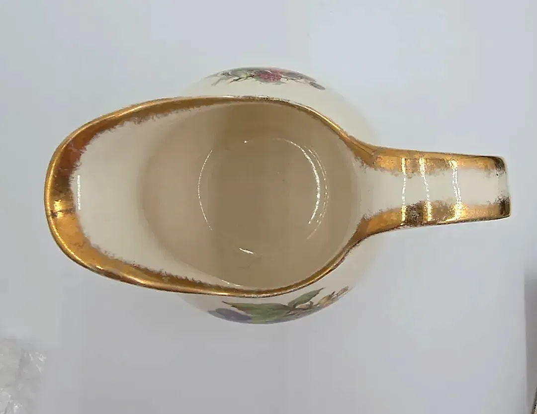 Vintage Royal Staffordshire Clarice Cliff Fruit Motif Creamer Gilt Trim England — maker's mark