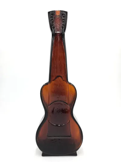 Vintage Amber Glass Guitar Bottle Decanter Music Instrument Display