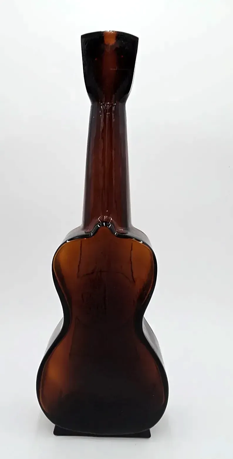 Vintage Amber Glass Guitar Bottle Decanter Music Instrument Display
