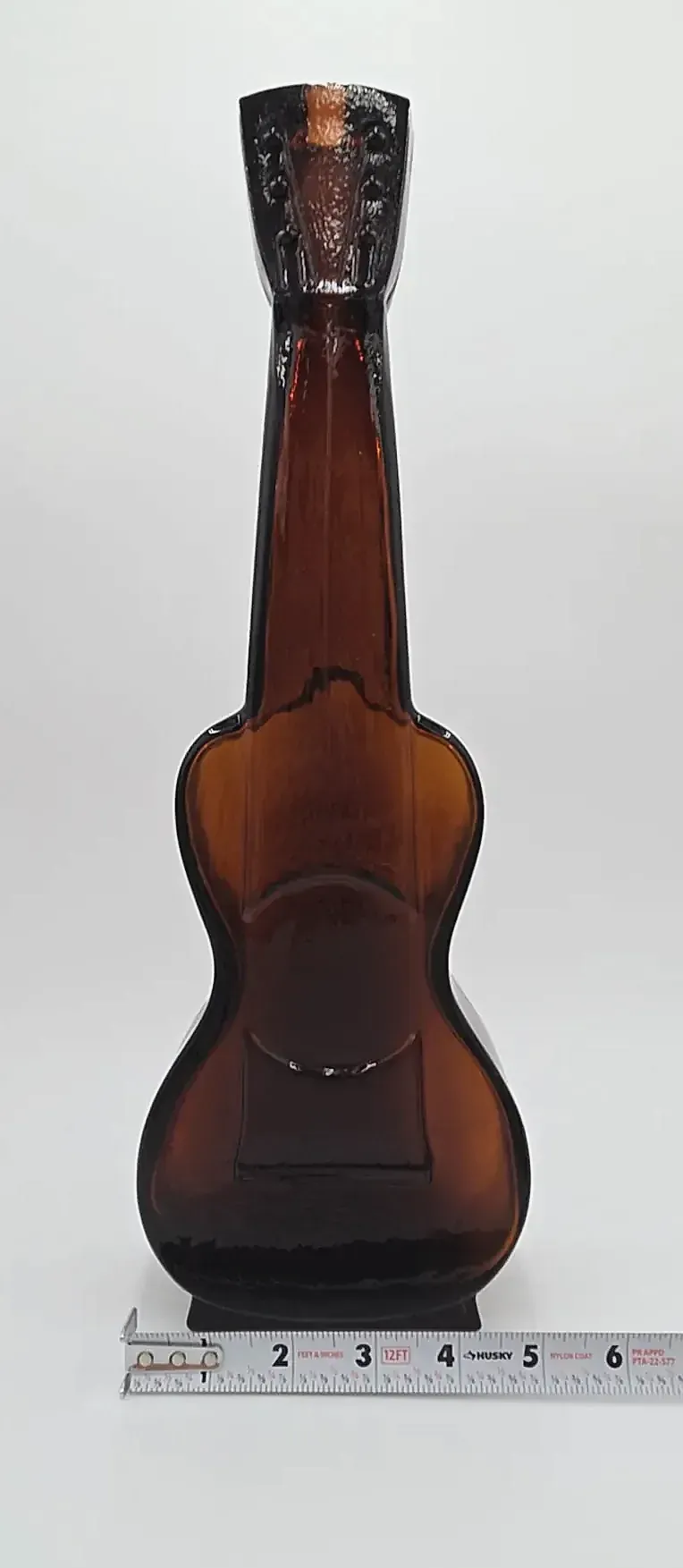 Vintage Amber Glass Guitar Bottle Decanter Music Instrument Display