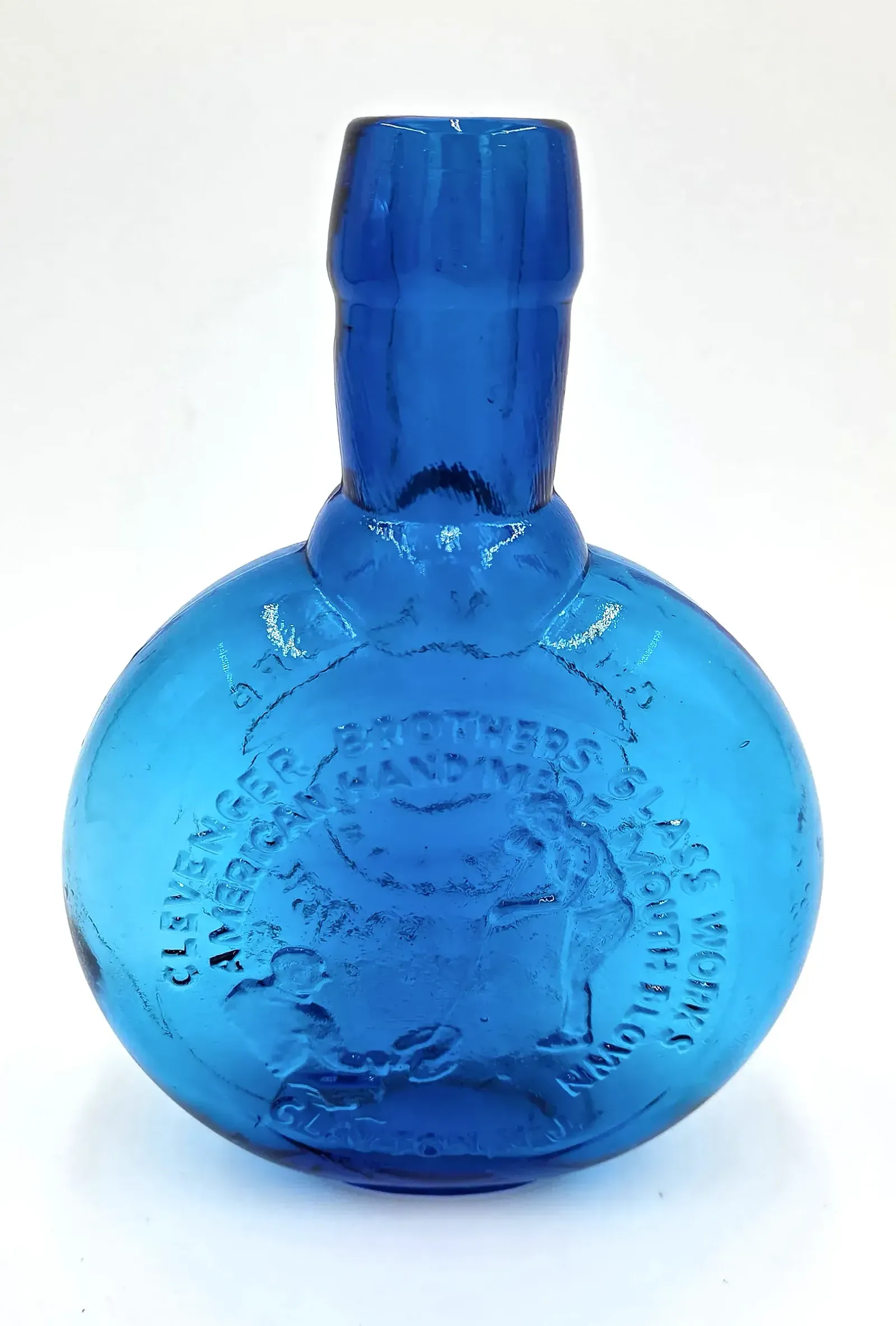 Vintage Wheaton Cobalt Blue Glass Massachusetts Clock Commemorative Bottle 1876-1981