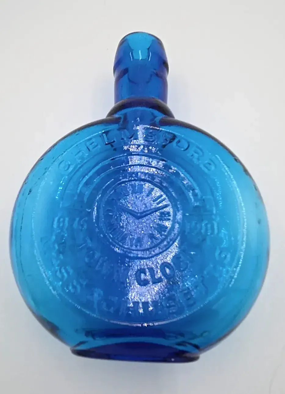 Vintage Wheaton Cobalt Blue Glass Massachusetts Clock Commemorative Bottle 1876-1981