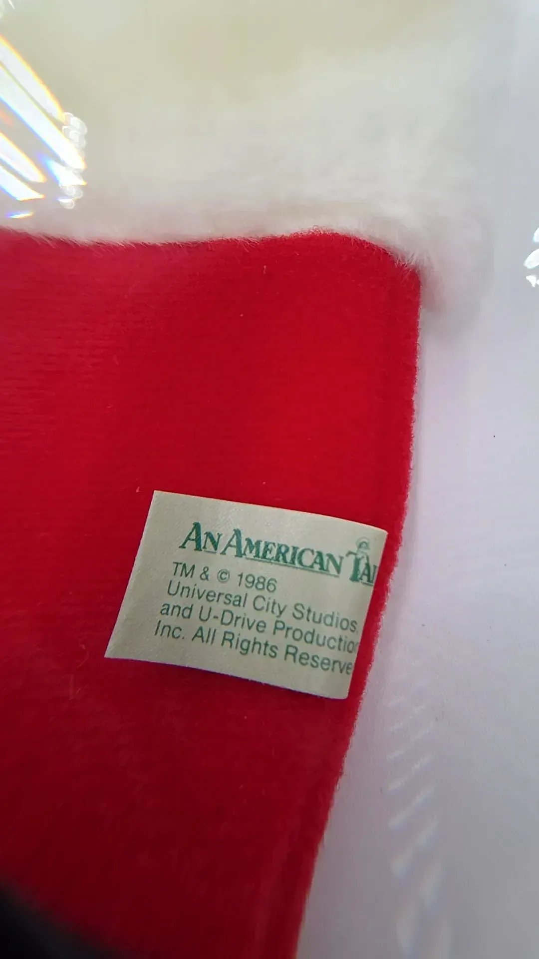 Vintage 1986 An American Tail Fievel Christmas Stockings Pair McDonald's Sears Korea