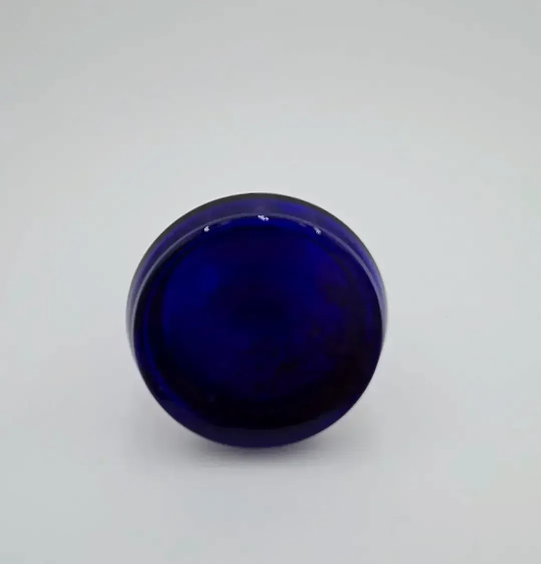 Vintage Cobalt Blue Glass Perfume Bottle Gold Gilt Stopper Vanity Decor 6.5"