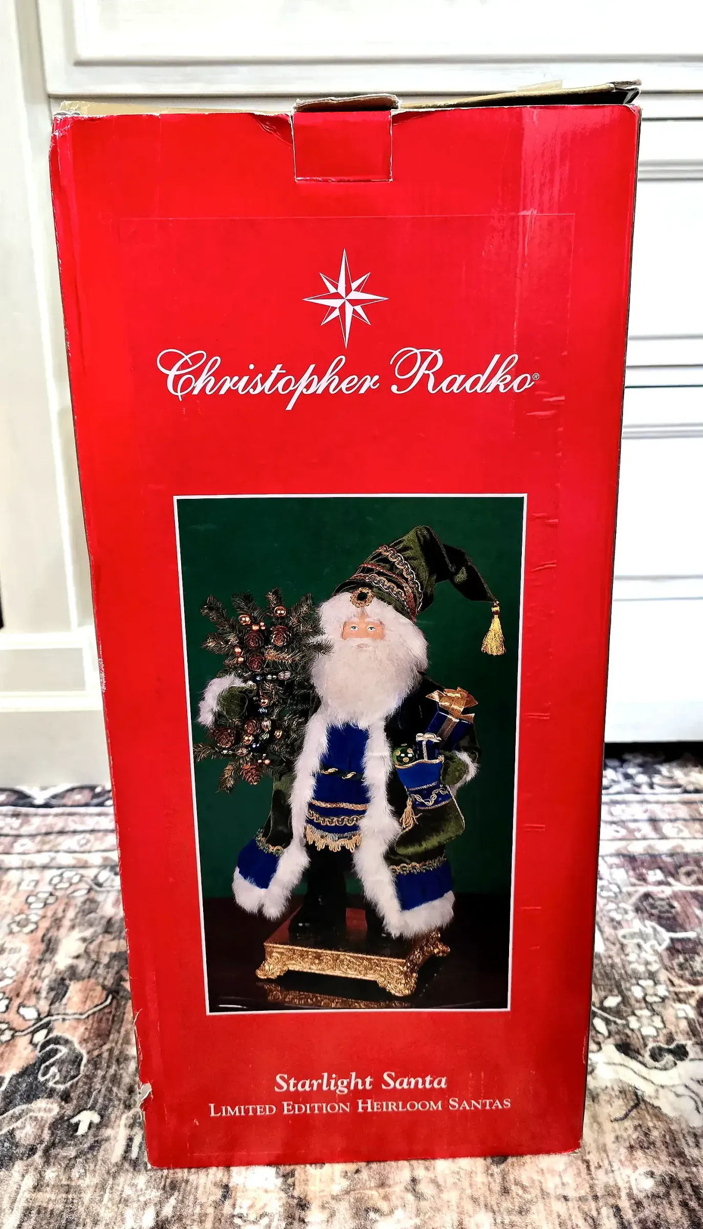 Vtg Christopher Radko Starlight Santa Limited Edition Heirloom Figurine Box — side view