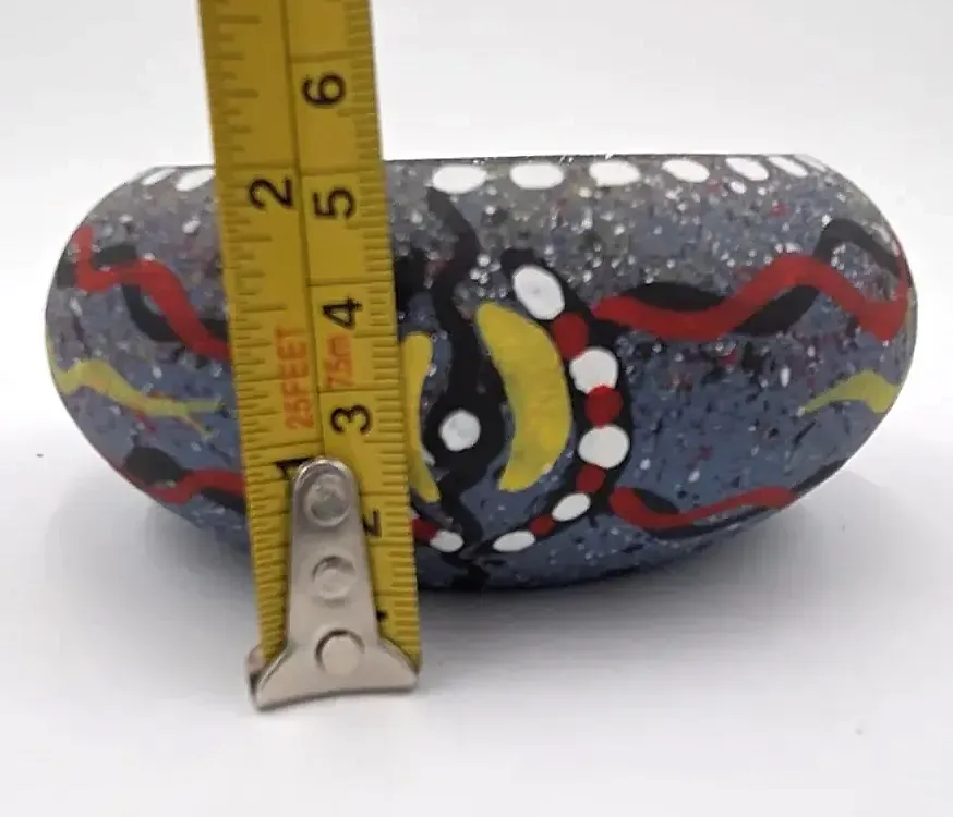 Vintage Walloo Studio Pottery Bowl Tribal Geometric Hand Painted Dish — maker's mark