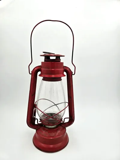 Vintage Winged Wheel No. 500 Red Hurricane Lantern Made in Japan Kerosene Lamp