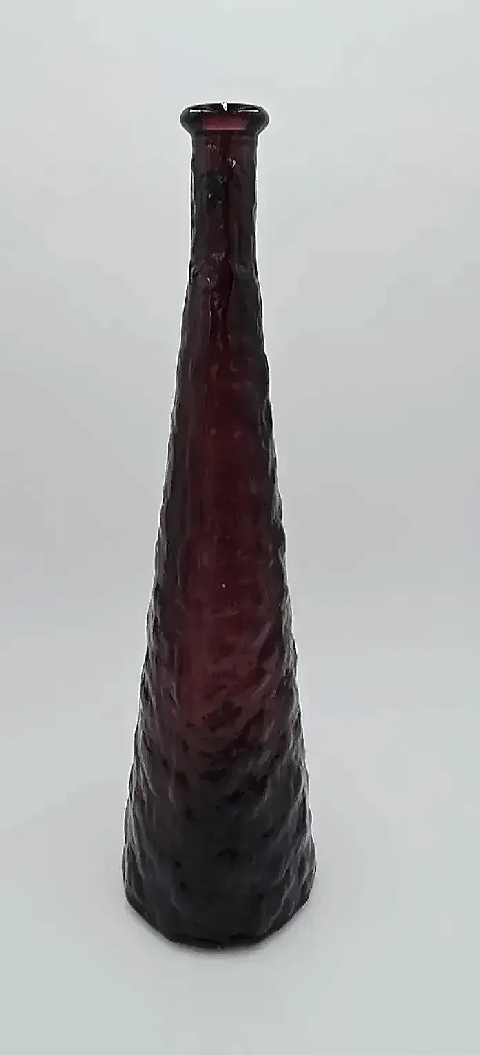 Pair Guildcraft Italy Amethyst Art Glass Genie Bottles Decanters MCM w/Stoppers — maker's mark