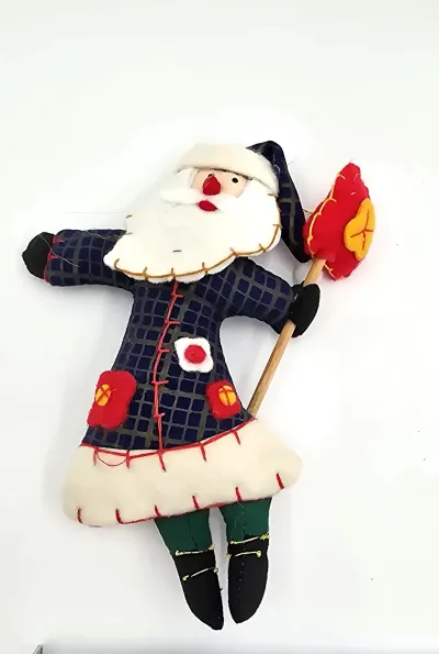 Vintage Primitive Santa Claus Fabric Ornament Folk Art Christmas Hanging Decoration Lantern