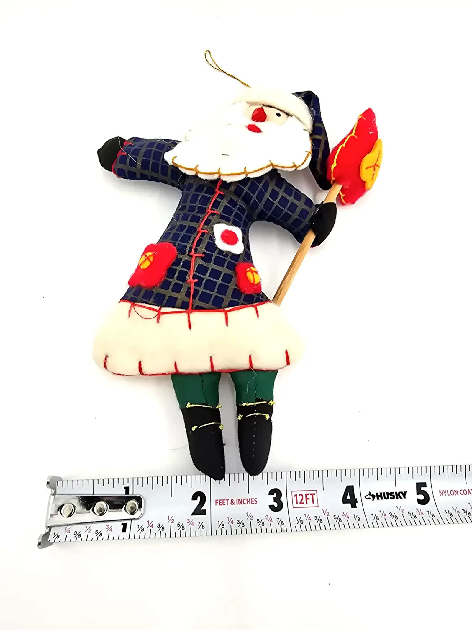 Vintage Primitive Santa Claus Fabric Ornament Folk Art Christmas Hanging Decoration Lantern