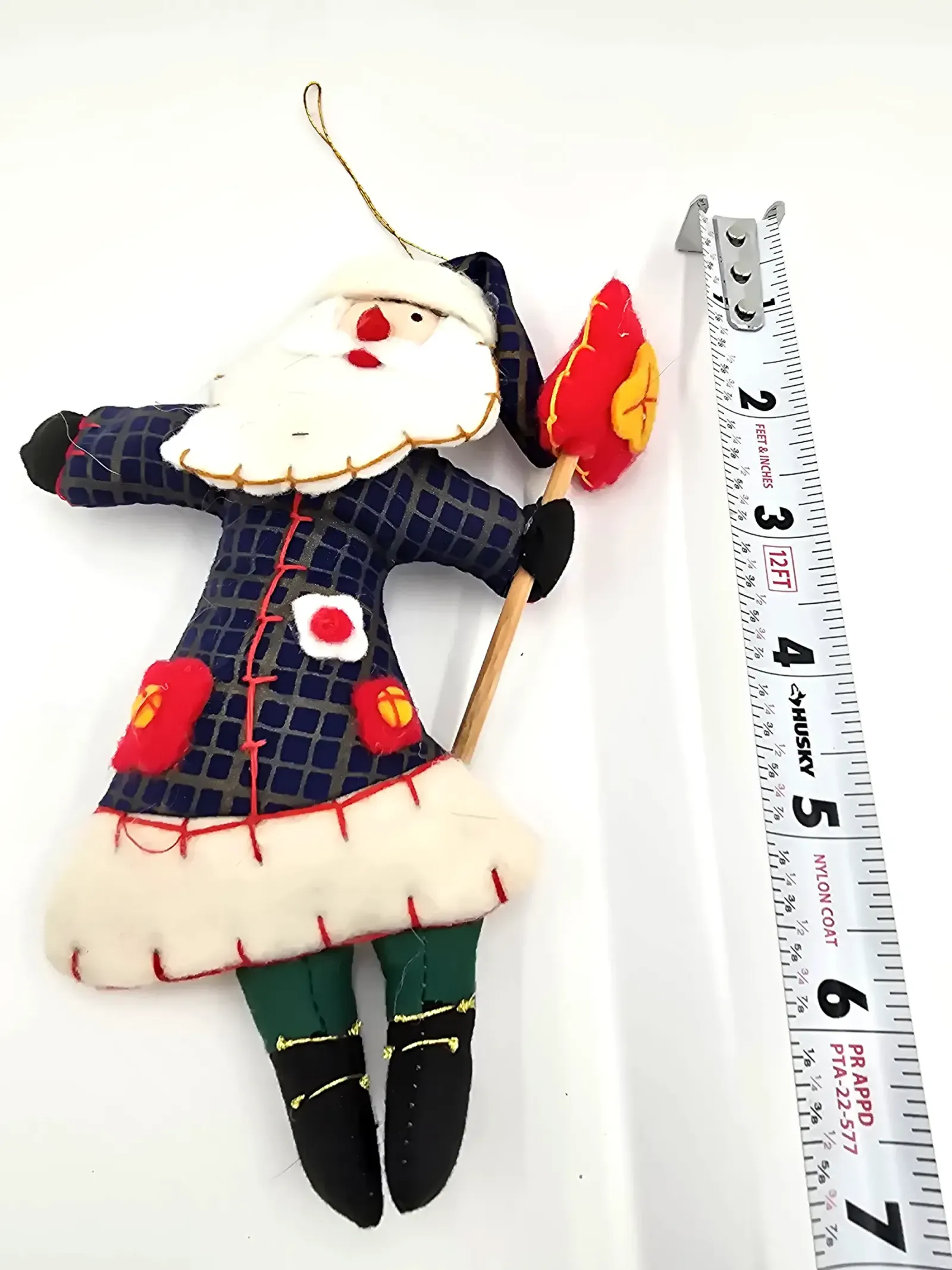 Vintage Primitive Santa Claus Fabric Ornament Folk Art Christmas Hanging Decoration Lantern