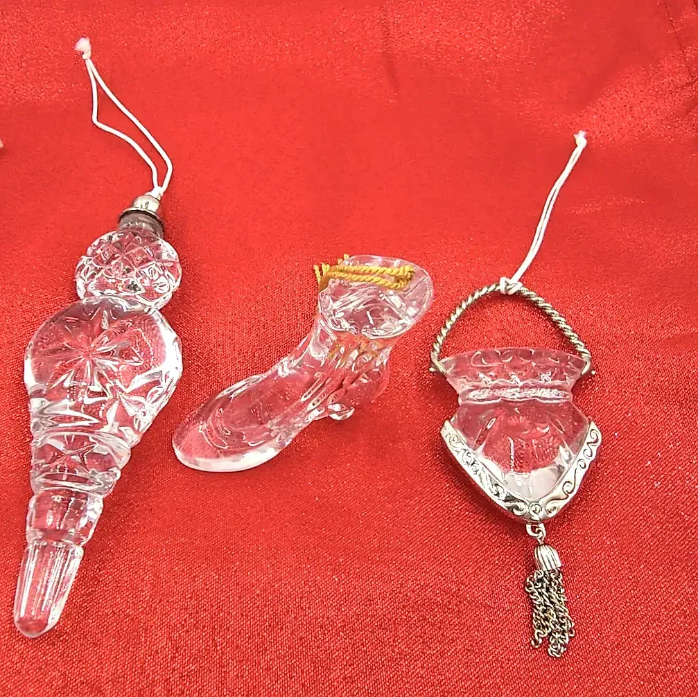 Lot of 5 Vintage Lenox Lead Crystal Christmas Ornaments  Boxed — maker's mark